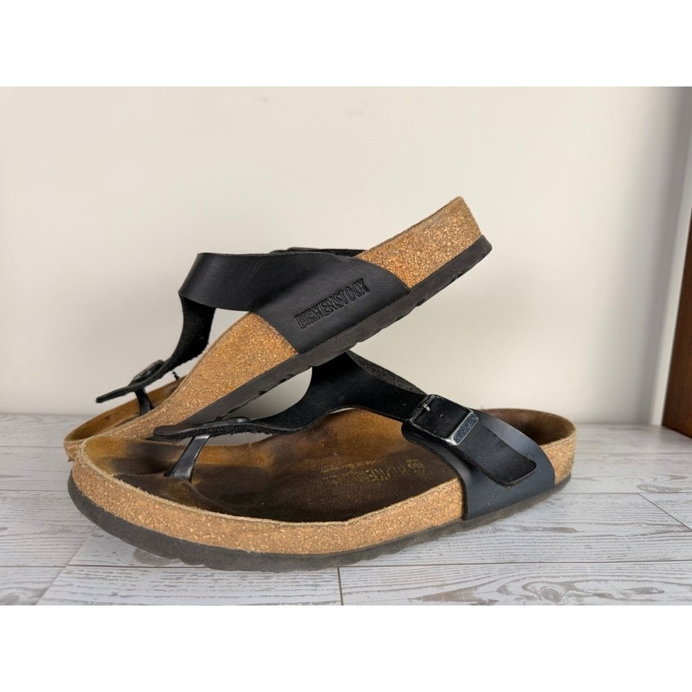 Birkenstock Gizeh Black Leather Thong Sandals Women's Size 40 EU 9 US - Picture 2 of 12